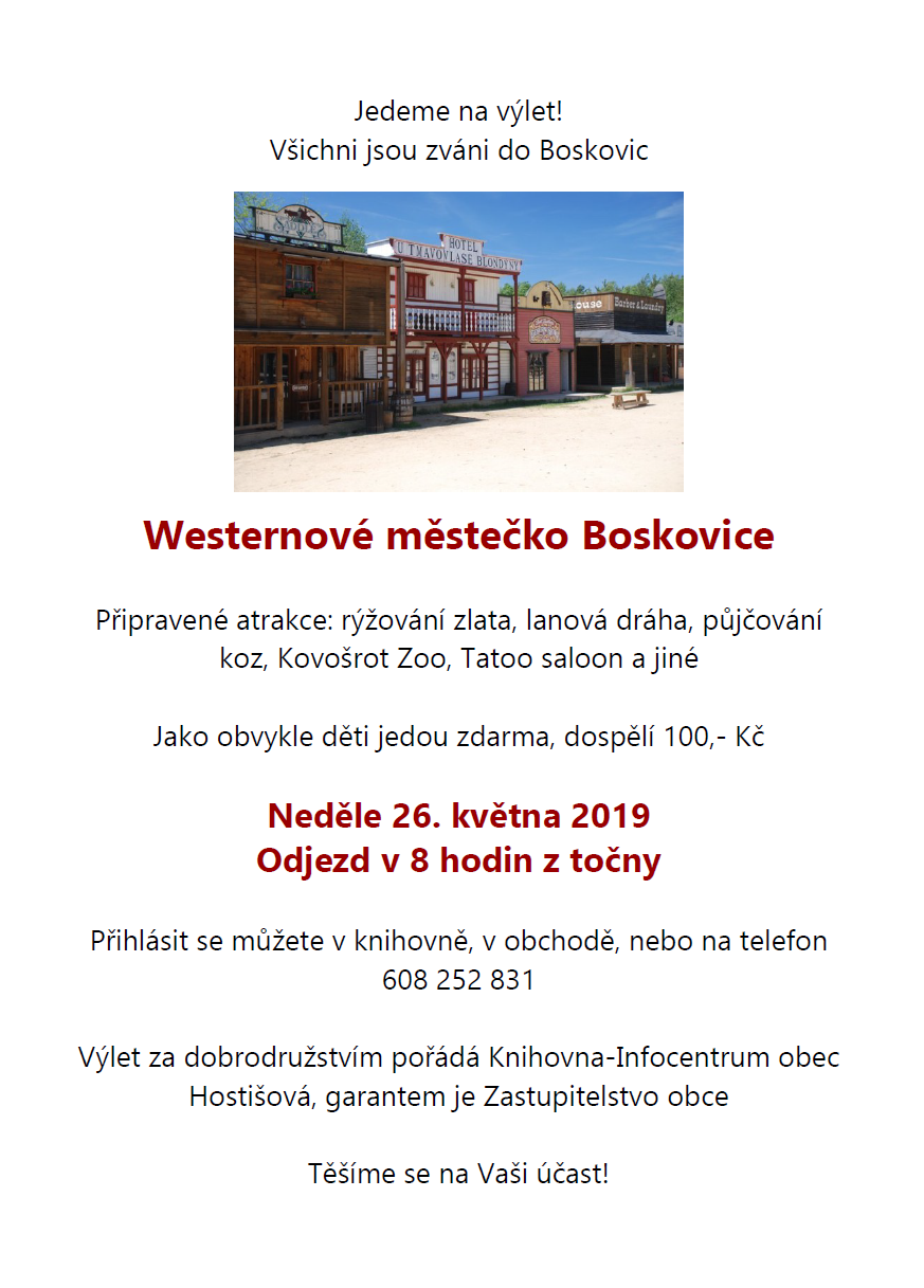 Boskovice výlet plakát